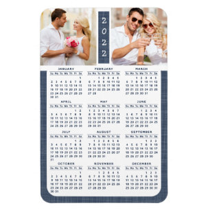 Ímã Calendário de Imagens Magnéticas 2022 Foto Azul