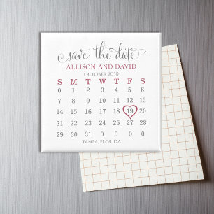 Imã Calendário de Linhas do Burgundy 5 Salvar o Casam