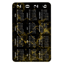 Calendário de mármore preto e Dourado 2026