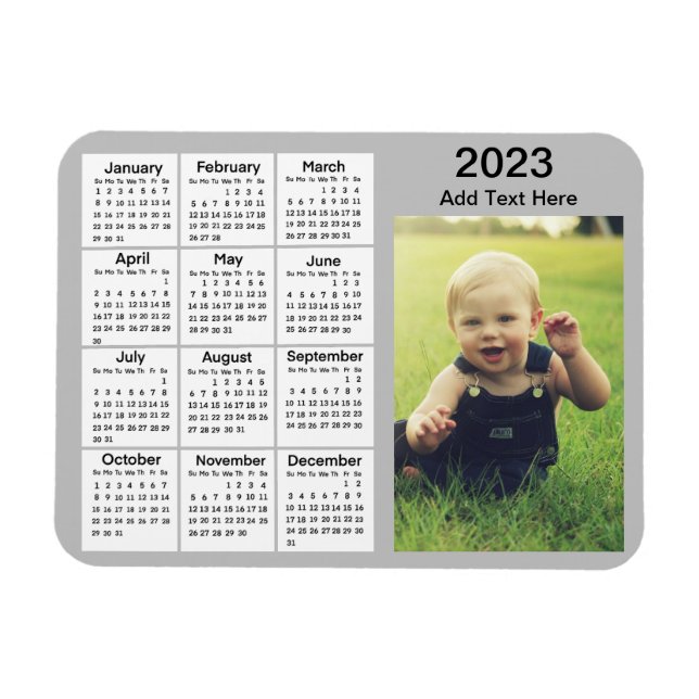 Ímã Calendário de Mini Fotografia da Cinza 2023 (Horizontal)