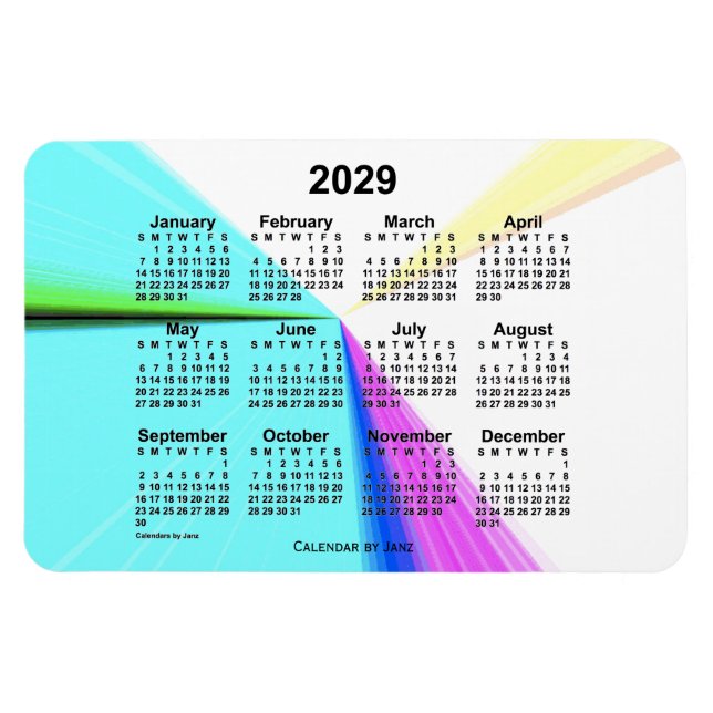 Ímã Calendário de pontos de fuga de 2029 por Janz 4x6  (Horizontal)