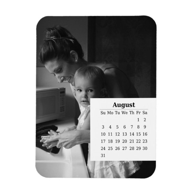 Ímã Calendário de Sobreposição agosto de 2025 (Vertical)