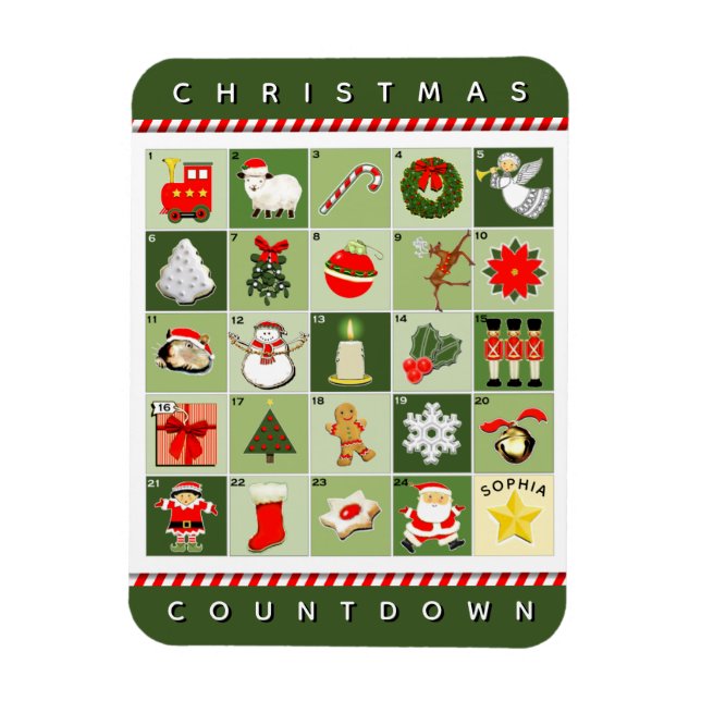 Ímã Calendário do Advento de Natal (Vertical)