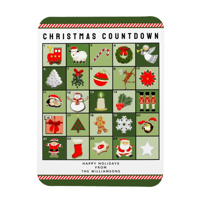 Ímã Calendário do Advento de Natal (Vertical)