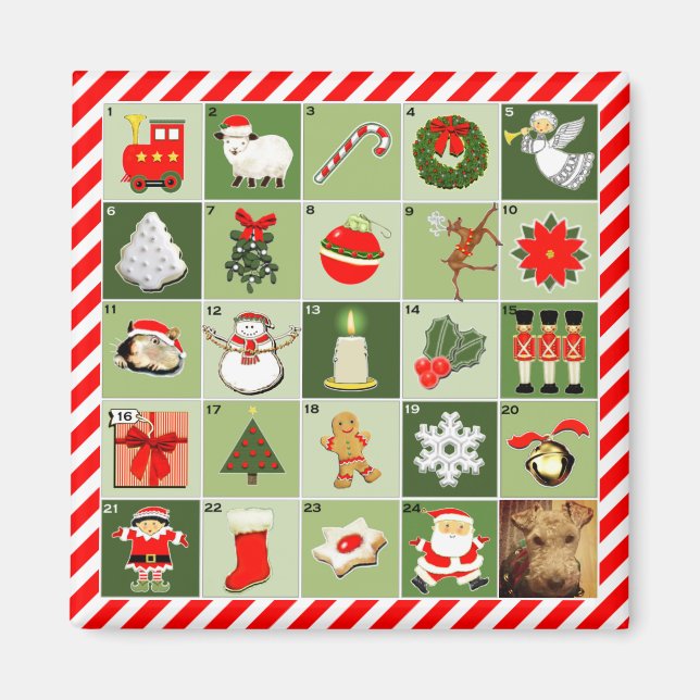 Imã Calendário do Advento de Natal personalizado (Frente)