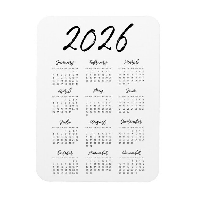 Ímã Calendário do ano de cheio moderno de 2023 (Vertical)