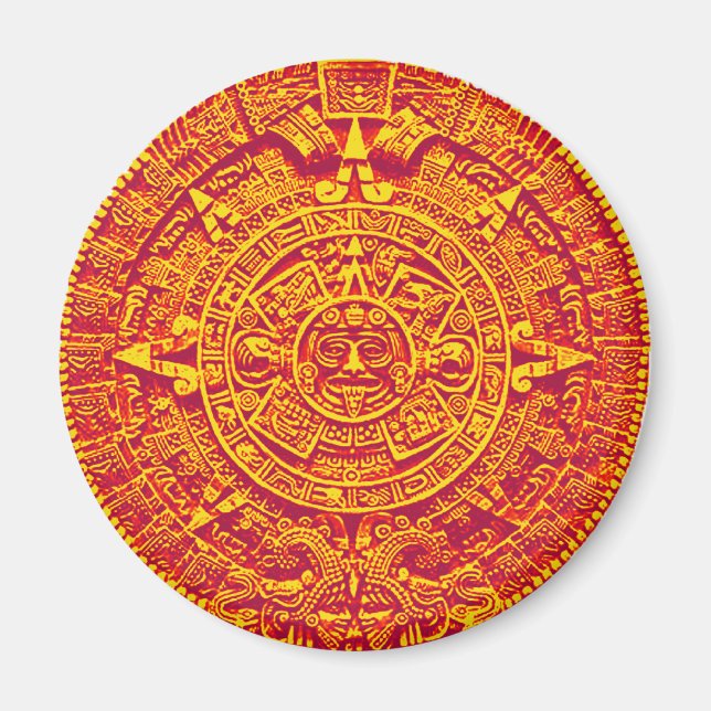 Imã Calendário do Aztec - ouro (Frente)
