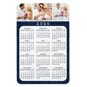 Ímã Calendário do Fridge Azul do Marinho de Fotografi