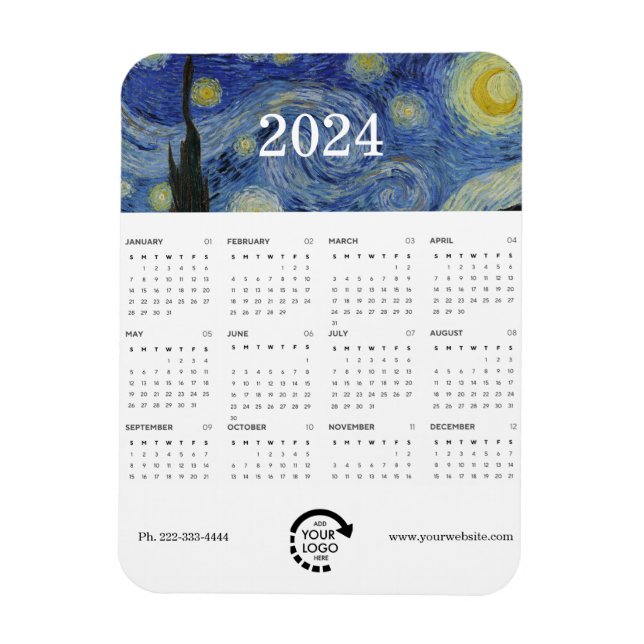 Ímã Calendário do logotipo comercial Starry Night Van  (Vertical)