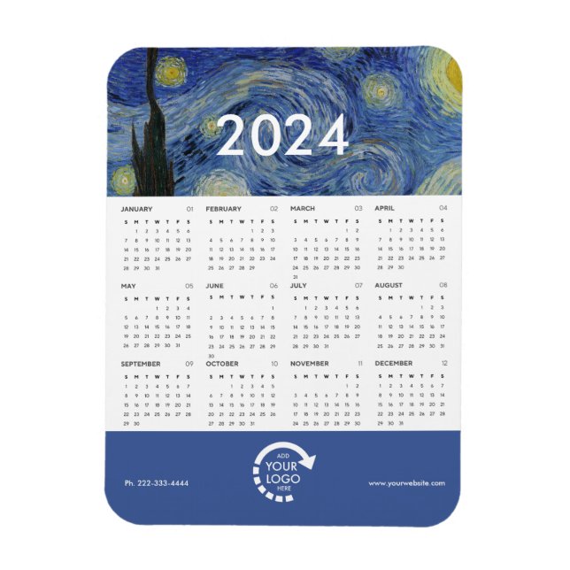 Ímã Calendário do logotipo comercial Starry Night Van  (Vertical)