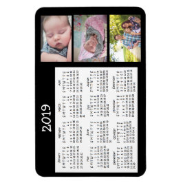 Ímã Calendário do Miniímã Preto de Foto Personalizado