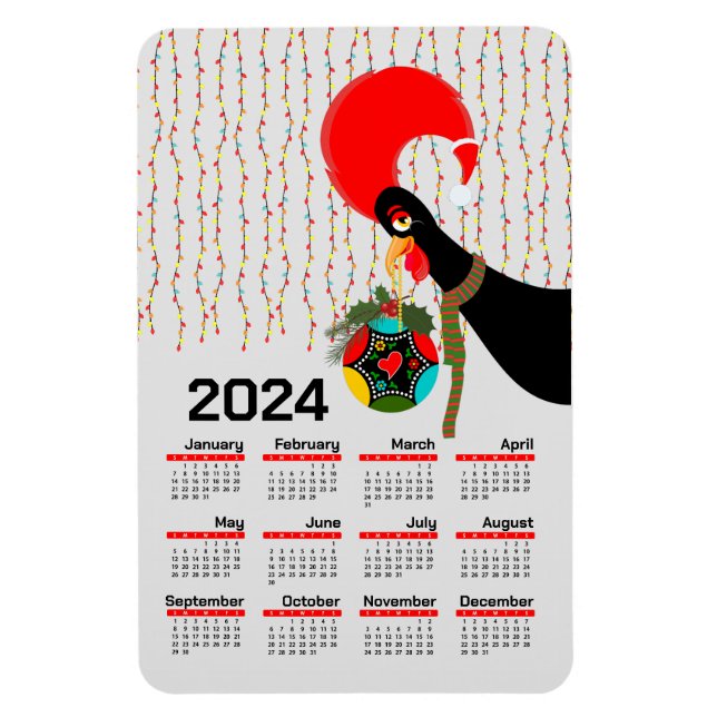 Ímã Calendário do Natal 2024 do Galo Português (Vertical)