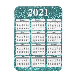 Ímã Calendário do Sparkle do Glitter Glitter 2021 de