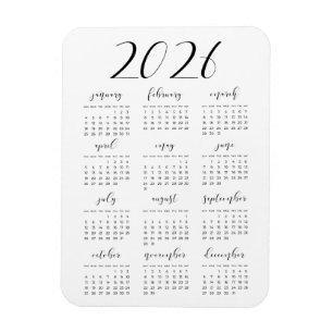 Ímã Calendário elegante simples 2025