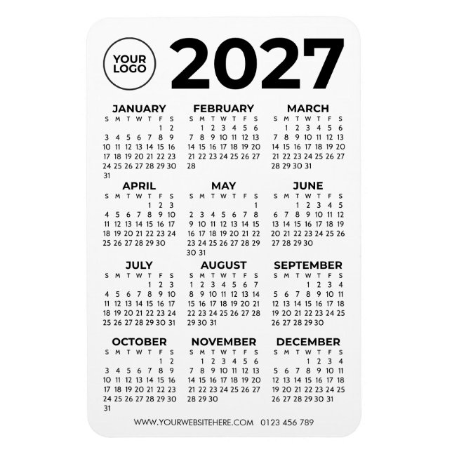 Ímã Calendário Empresarial Logotipo Preto Simples Bási (Vertical)