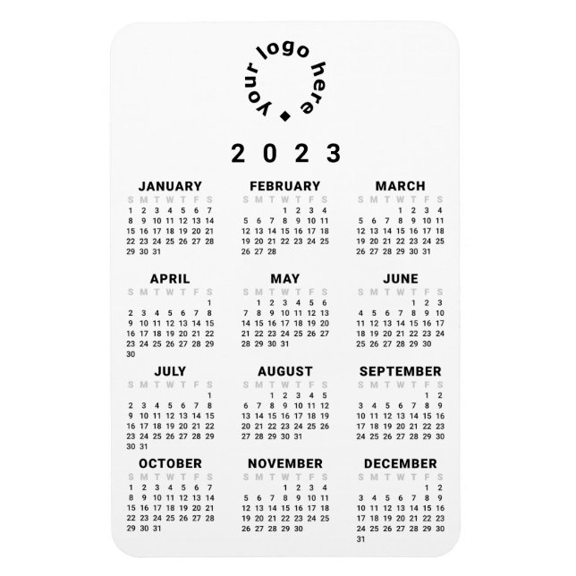 Ímã Calendário geral 2023 com logotipo personalizado (Vertical)