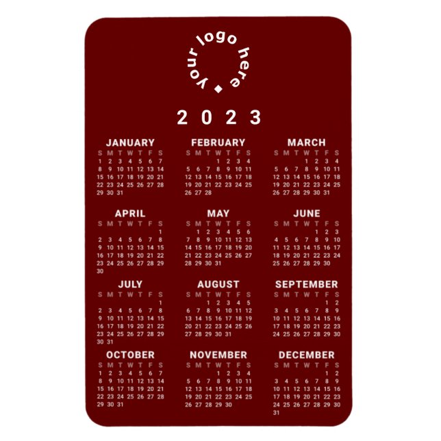 Ímã Calendário geral 2023 com logotipo personalizado (Vertical)