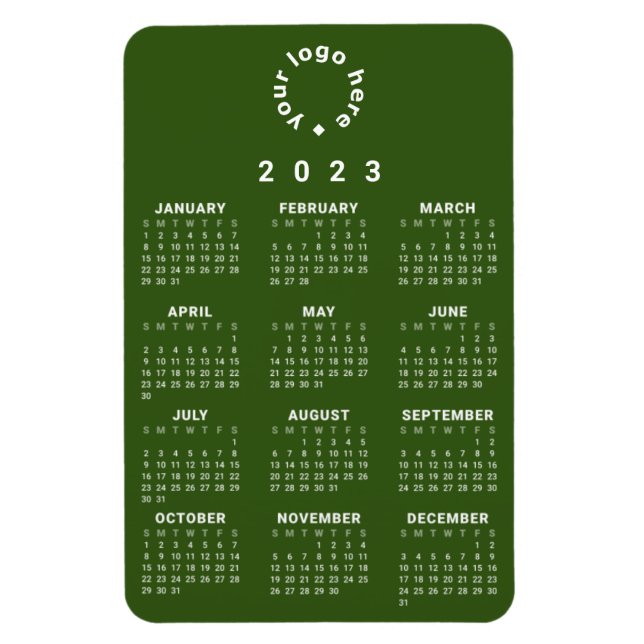 Ímã Calendário geral 2023 com logotipo personalizado (Vertical)