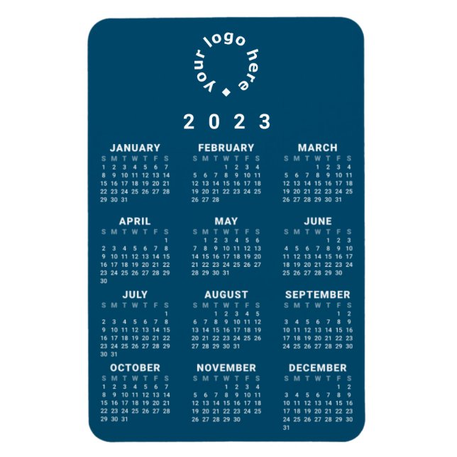 Ímã Calendário geral 2023 com logotipo personalizado (Vertical)
