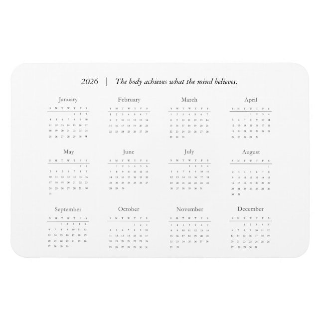 Ímã Calendário Magnético de Cota Personalizada de 2026 (Horizontal)