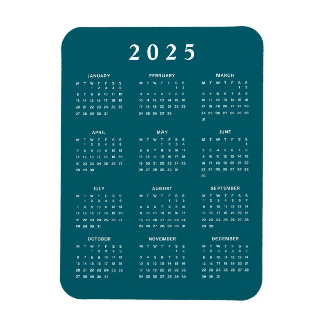 Ímã Calendário Mensal 2025 (Vertical)