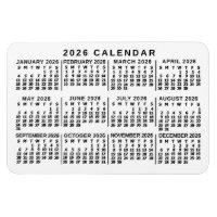 Calendário Mensal Anual 2026 Branco e Preto Clássi