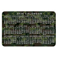 Calendário Mensal Anual 2026 Camuflagem Verde
