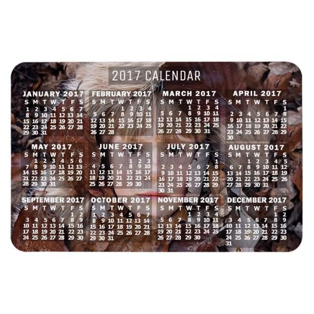 Ímã Calendário Mensal de 2017 | Adicionar Foto (Horizontal)