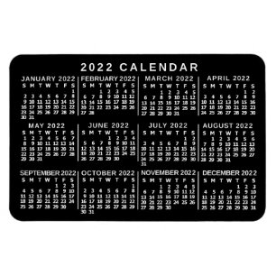 Ímã Calendário Mensal de 2022 Preto e Branco Clássic