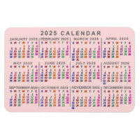 Calendário Mensal de 2025 Anos Cor-de-Rosa Esmagad