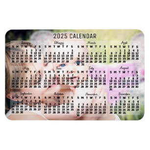 Ímã Calendário Mensal de 2025 Anos Preto Adicionar Fot