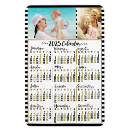Ímã Calendário Mensal de 2025 com Listras | Fotos Pers