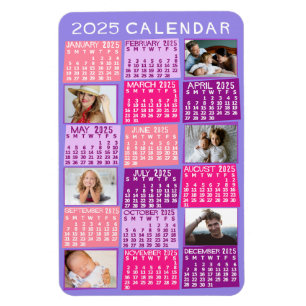 Ímã Calendário Mensal do Ano de 2025 Foto Colagem Mod 