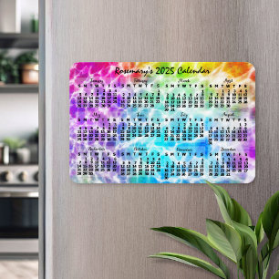Ímã Calendário Mensal do Ano de 2025 Tiedye Hippie Arc