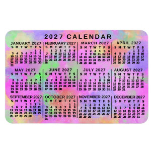 Ímã Calendário Mensal do Ano de 2027 Tinta com Efeito