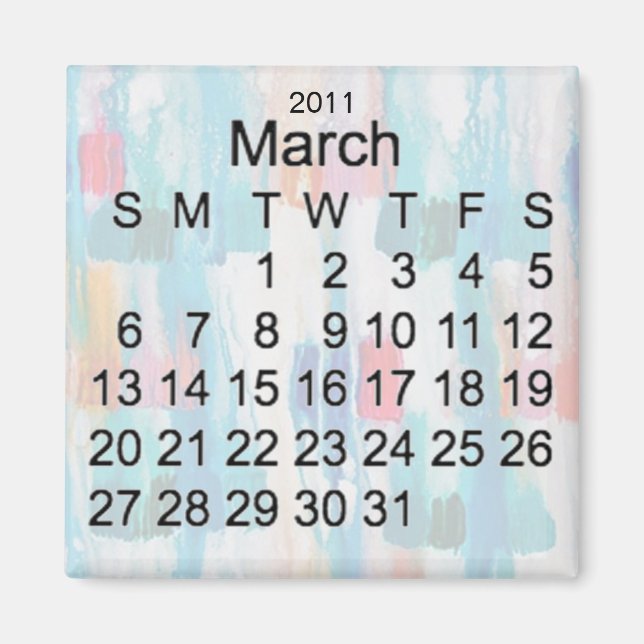Imã Calendário Miniatura de Março de 2011 (Frente)