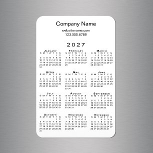 Ímã Calendário Minimalista 2027 Nome da Empresa Info B