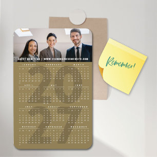 Ímã Calendário Minimalista de Ouro Simples 2027 Foto d