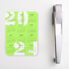 Ímã Calendário Minimalista Neon Green Black 2024