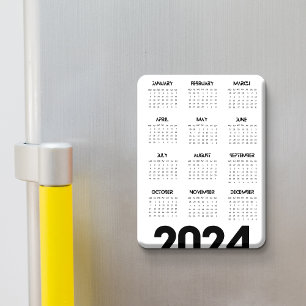 Ímã Calendário Moderno Elegante 2024 Preto E Branco