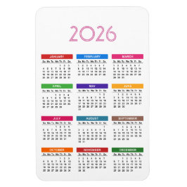 Ímã Calendário Personalizado Colorido 2026
