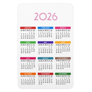 Ímã Calendário Personalizado Colorido 2026