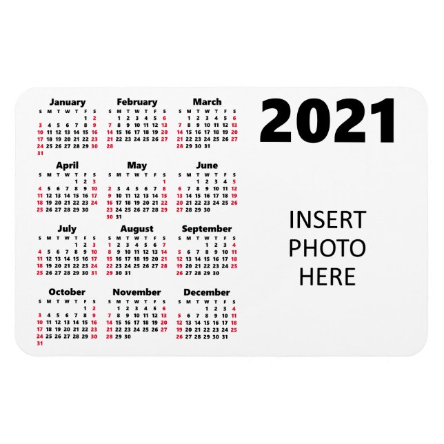Ímã Calendário Personalizado de Foto 2021 | Finais de  (Horizontal)