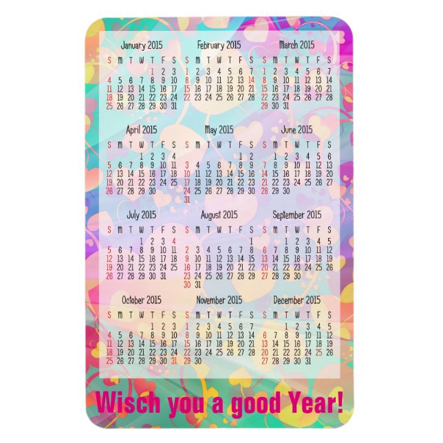 Ímã Calendário personalizado + sua própria foto/backgr (Vertical)