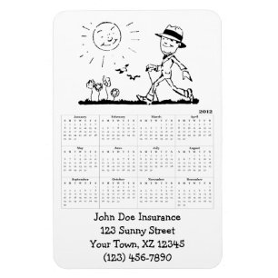 Ímã Calendário Personalizável do Business Man 2012