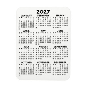 Ímã Calendário - Preto e Branco Mínimo Básico