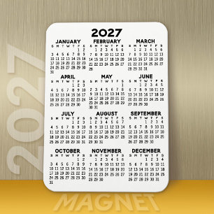 Ímã Calendário - Preto e Branco Mínimo Básico