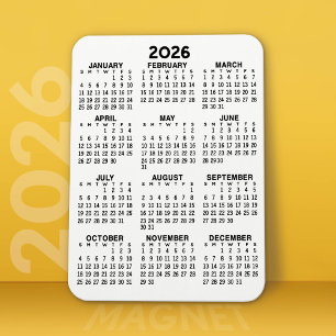 Ímã Calendário - preto e branco mínimo básico