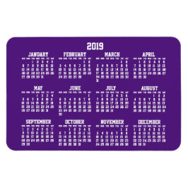 Ímã Calendário Roxo 2019 Grandes Magnets Flexíveis