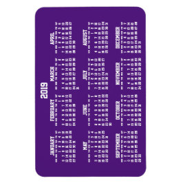 Ímã Calendário Roxo 2019 Grandes Magnets Flexíveis